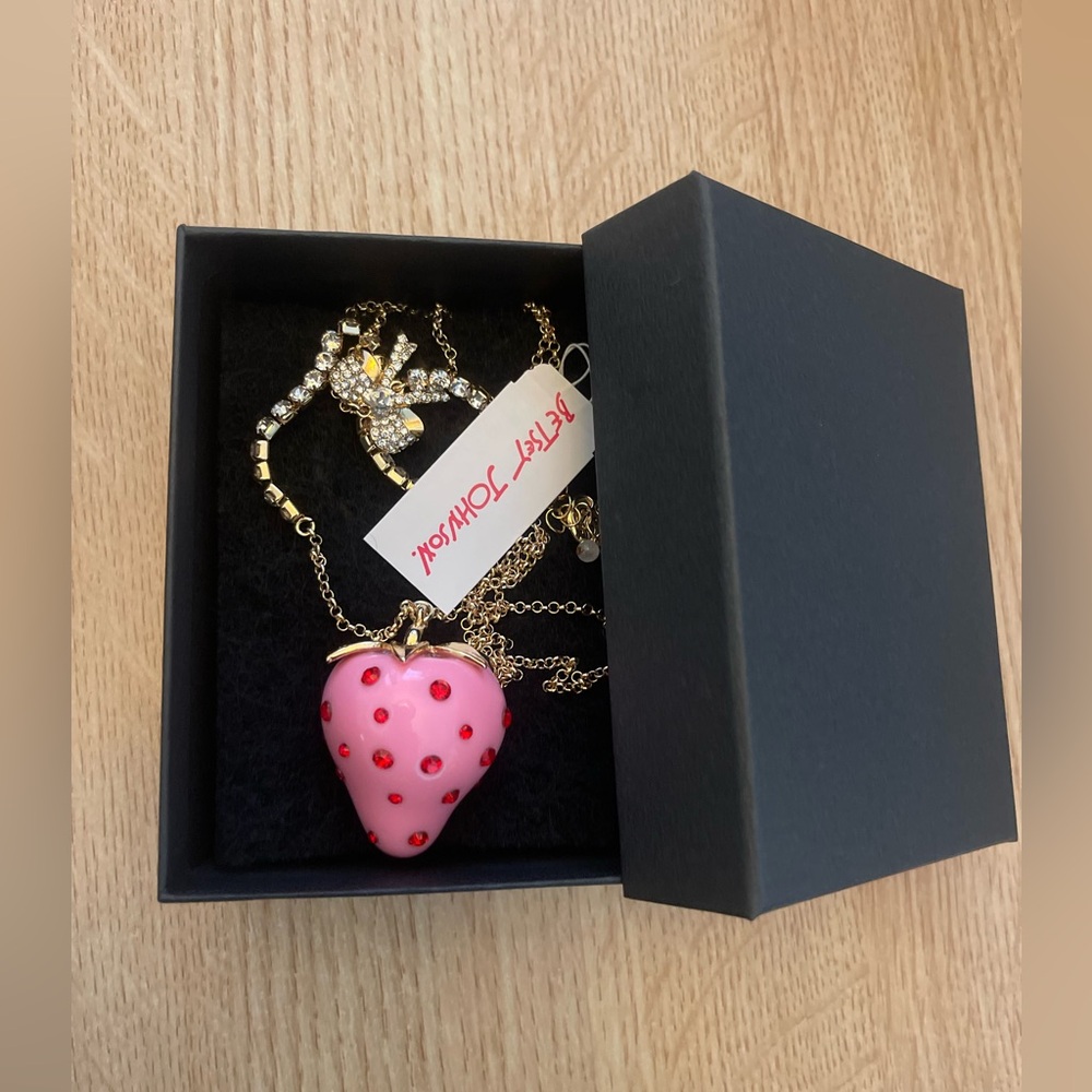 Betsey Johnson Pink Strawberry Necklace NWTS
